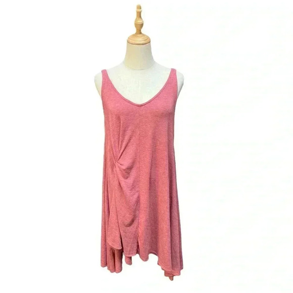 Joyfolie Dresses & Skirts - Mia Joy Pink Tank Gathered Side Midi Dress with crisscrossed back Size M